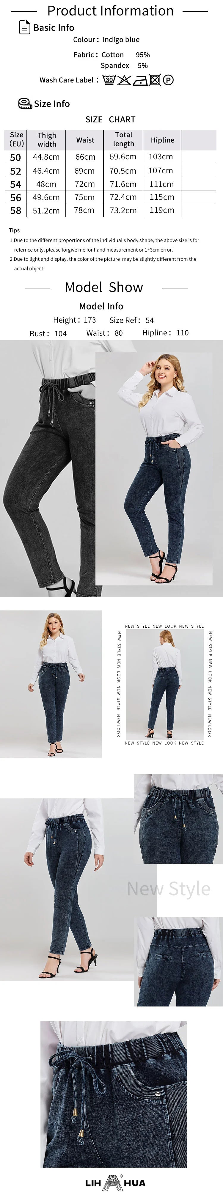 Damen-Jeans in Übergröße, hohe Stretch-Baumwollstrick-Denim-Hose,