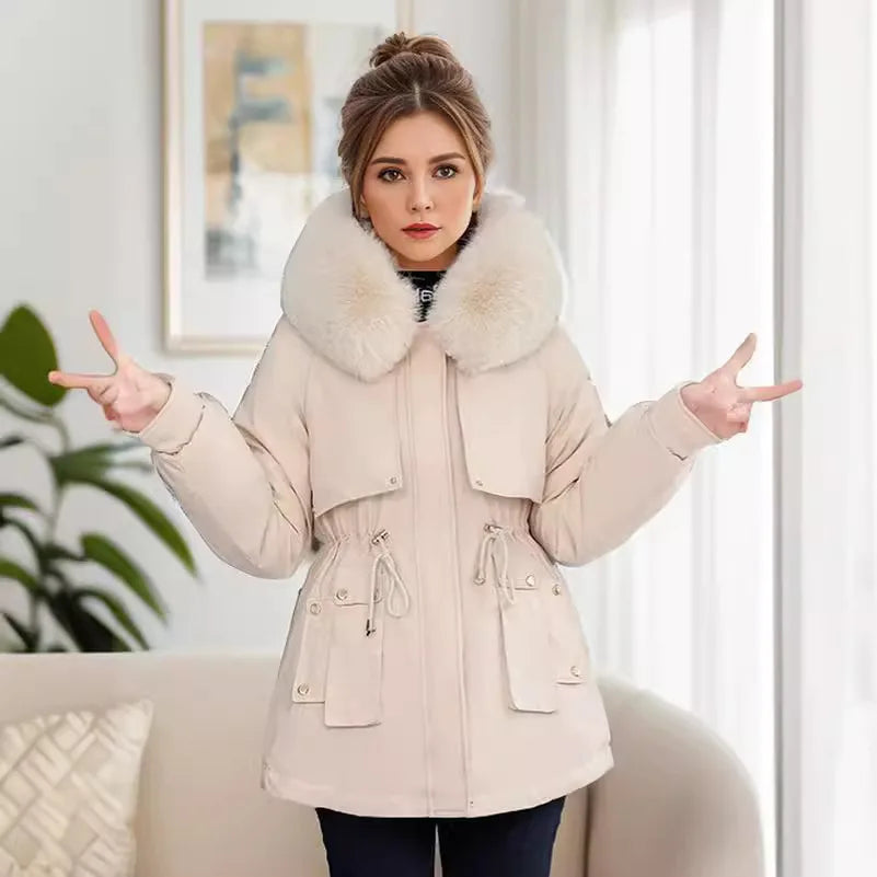 Winter Women's Padded Jacket Fur Collar Warm Parkas Coats