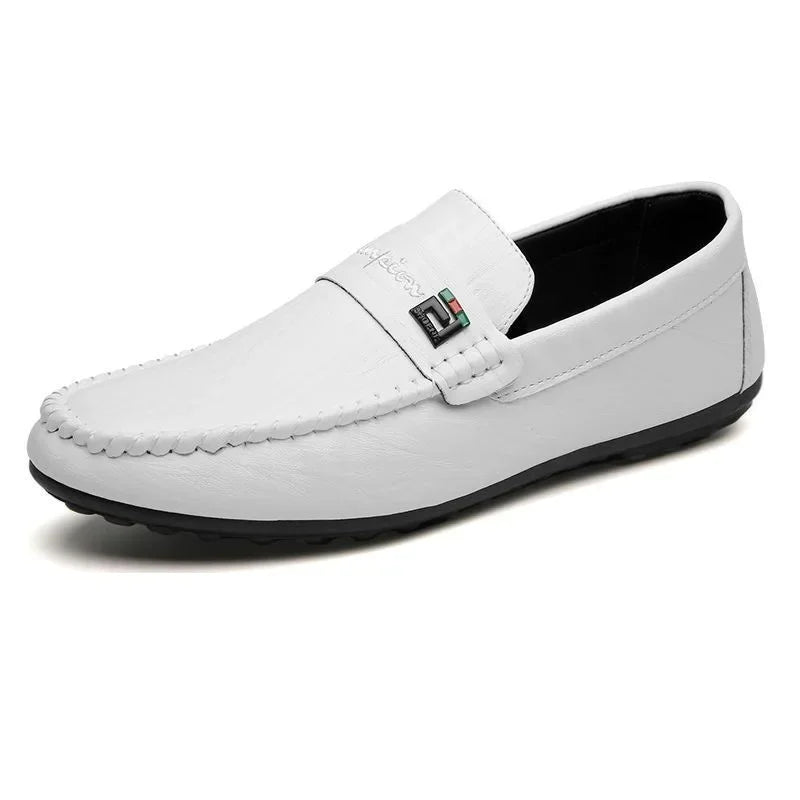 Men's Formal Shoes White Loafers Pu Casual Shoes Slip on Fashion