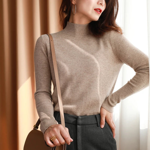 Autumn Winter chic Bottom Sweaters Women Fashion Turtleneck Pullover