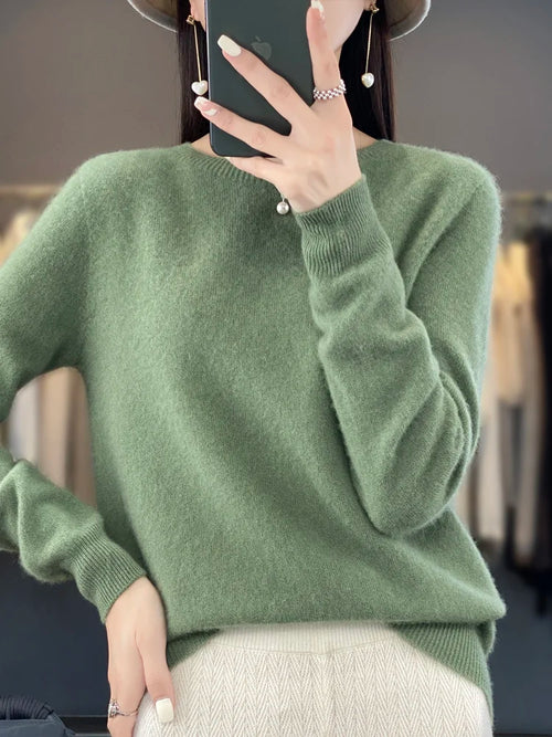 Women 100% Pure Merino Wool Knitted Sweater Autumn Winter Fashion