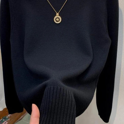 Turtleneck Solid Sweater Women Fashion New Stretch Tops Knitted