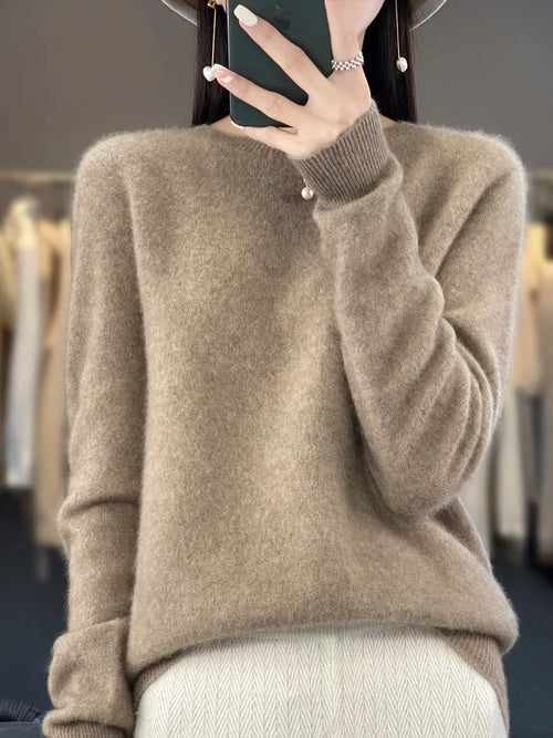 Women 100% Pure Merino Wool Knitted Sweater Autumn Winter Fashion