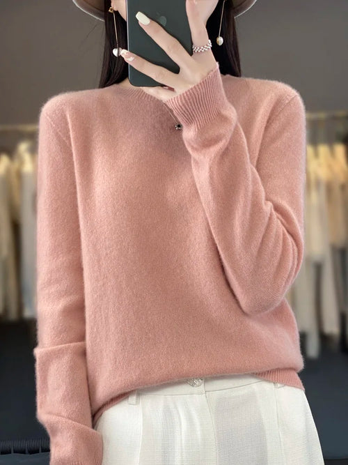 Women 100% Pure Merino Wool Knitted Sweater Autumn Winter Fashion