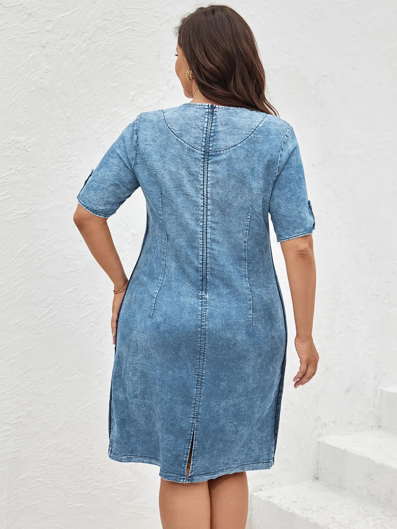 Damen Plus Size Denim Kleid Sommer Kleid