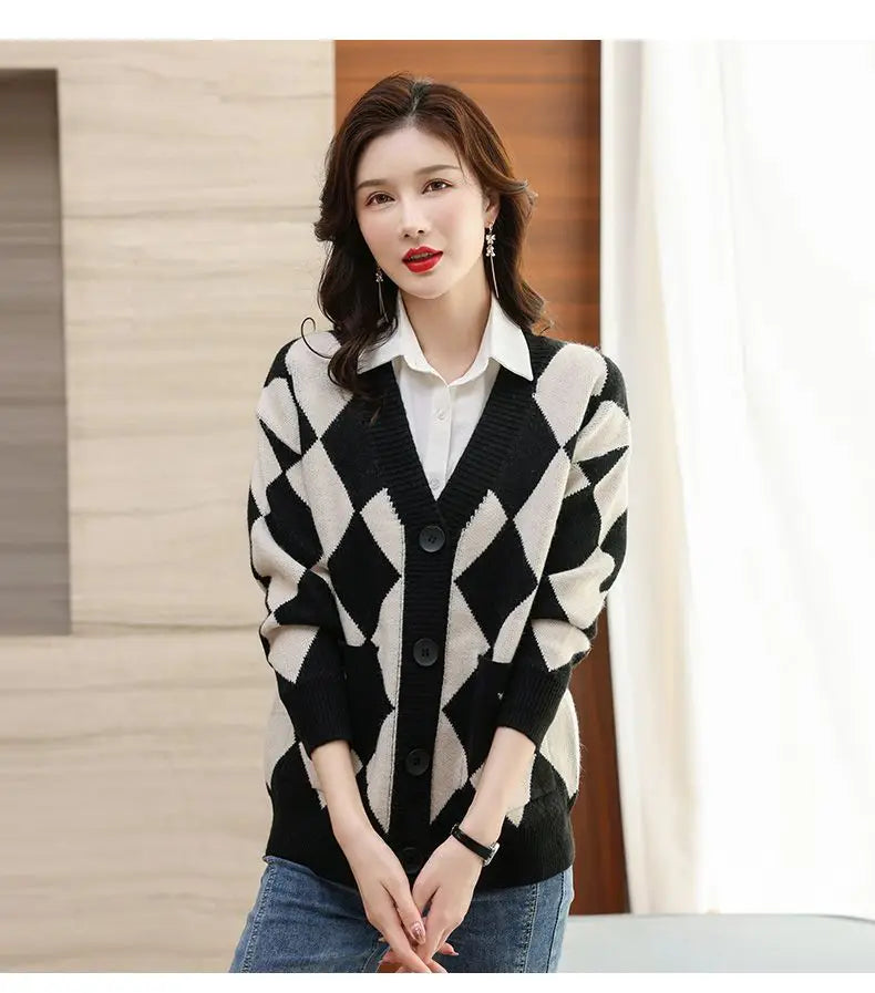 Spring Autumn New Long Sleeve Loose Vintage Cardigan