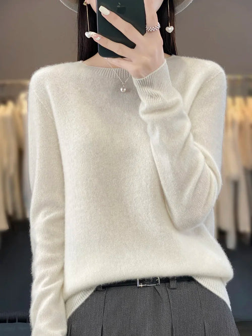 Women 100% Pure Merino Wool Knitted Sweater Autumn Winter Fashion