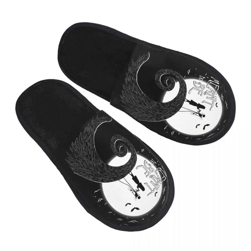 Custom Halloween Jack Skellington Cartoon House Slippers Women Cozy