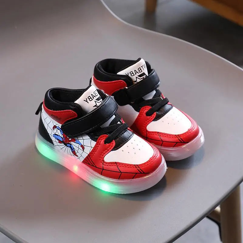 Disney Spiderman LED Light Kids Shoes Boys and Girls Light Kids Light