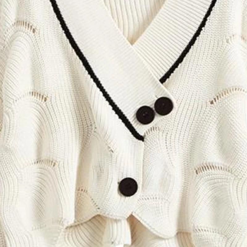 Cropped Cardigan Women White Designer Sweet Knitwear