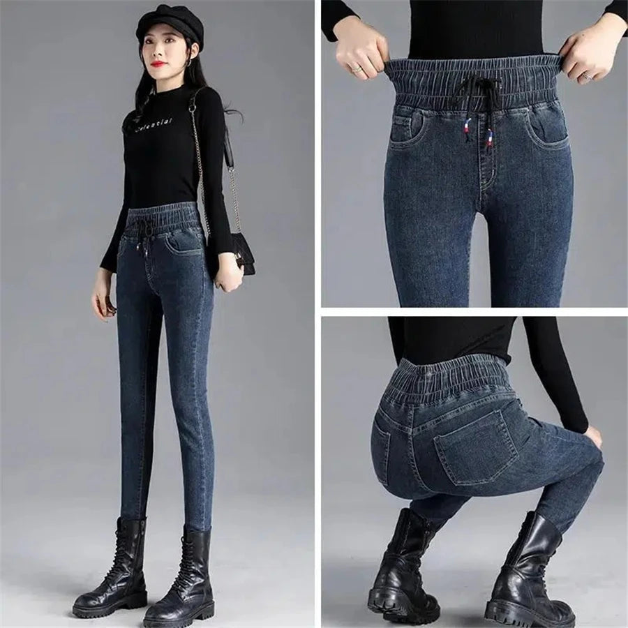 Oversize Klassische Stretch Dünne Jeans der Frauen Dünne Denim Hosen