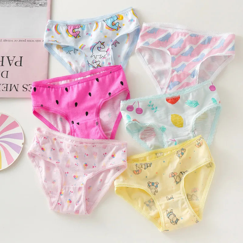 12 Pcs/Lot Cotton Panties Girls Kids Short Briefs Children Underwear