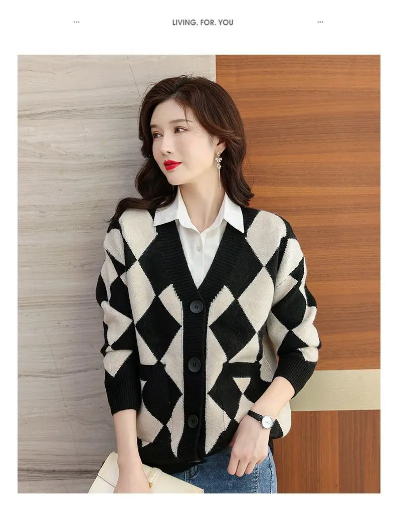 Spring Autumn New Long Sleeve Loose Vintage Cardigan