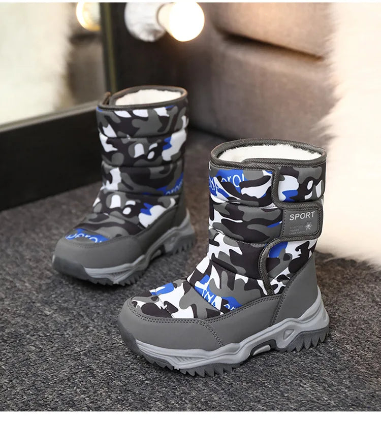 Winter Kinderschuhe mit  Plüsch  aus wasserdichten Stoff rutschfest!