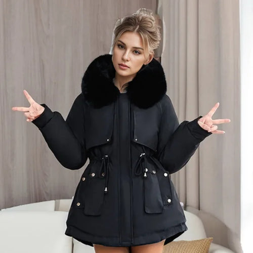 Winter Women's Padded Jacket Fur Collar Warm Parkas Coats