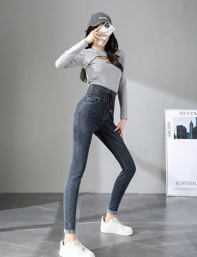 Hosen für Frauen Skinny High Taille Schuss Slim Fit Jeans