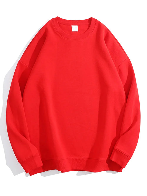 Autumn Oversized Sweatshirts Women Cotton Loose Pullovers Red Round