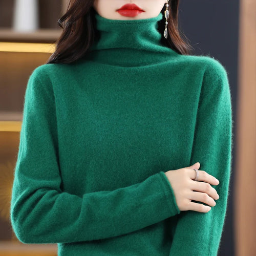 100% Merino Wool Turtleneck Pullover Knitwear Women's New Autumn And