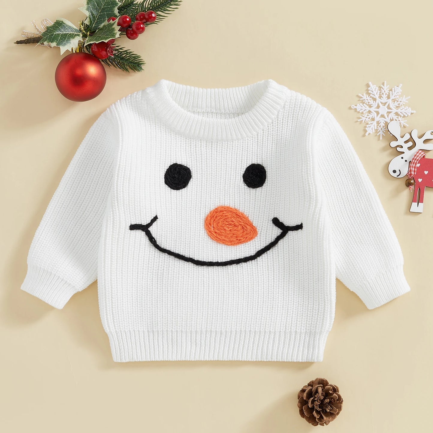 Infant Baby Girls Boys Christmas Knit Sweater Long