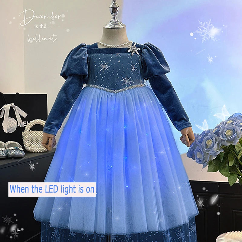 Winter Dress for Kids Girl Snow White Birthday Party Shining Princess