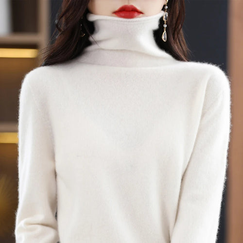 100% Merino Wool Turtleneck Pullover Knitwear Women's New Autumn And