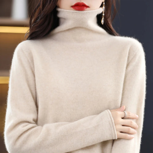 100% Merino Wool Turtleneck Pullover Knitwear Women's New Autumn And