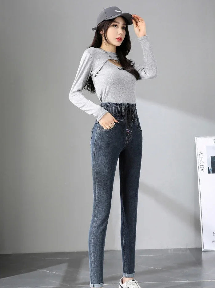 Hosen für Frauen Skinny High Taille Schuss Slim Fit Jeans