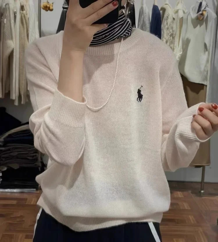 2024 Women's Fashion Spring and Autumn Cashmere Embroidered Pullover