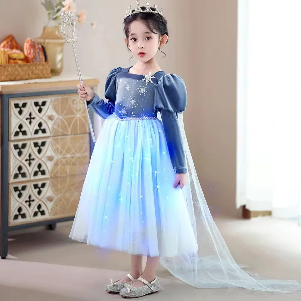 Winter Dress for Kids Girl Snow White Birthday Party Shining Princess