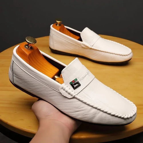 Men's Formal Shoes White Loafers Pu Casual Shoes Slip on Fashion