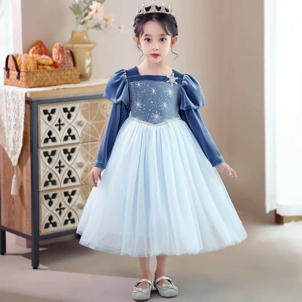 Winter Dress for Kids Girl Snow White Birthday Party Shining Princess