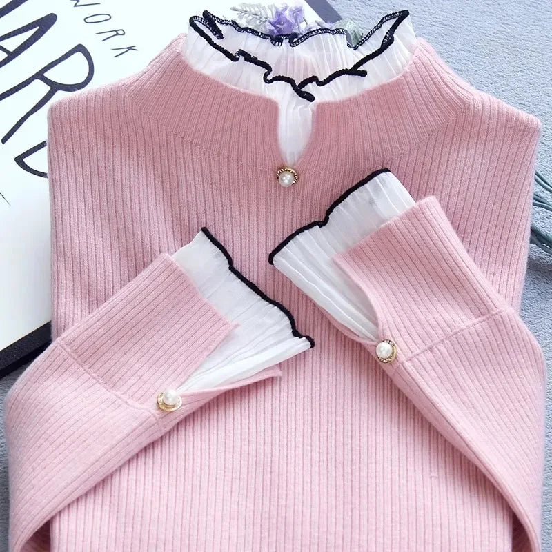 Spring Autumn Cashmere Sweater Women's Knitted Sweater Half High