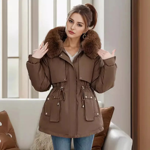 Winter Women's Padded Jacket Fur Collar Warm Parkas Coats