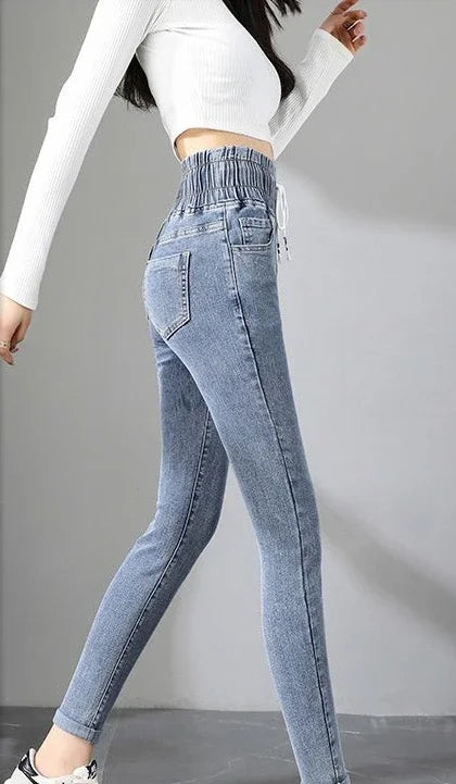 Hosen für Frauen Skinny High Taille Schuss Slim Fit Jeans