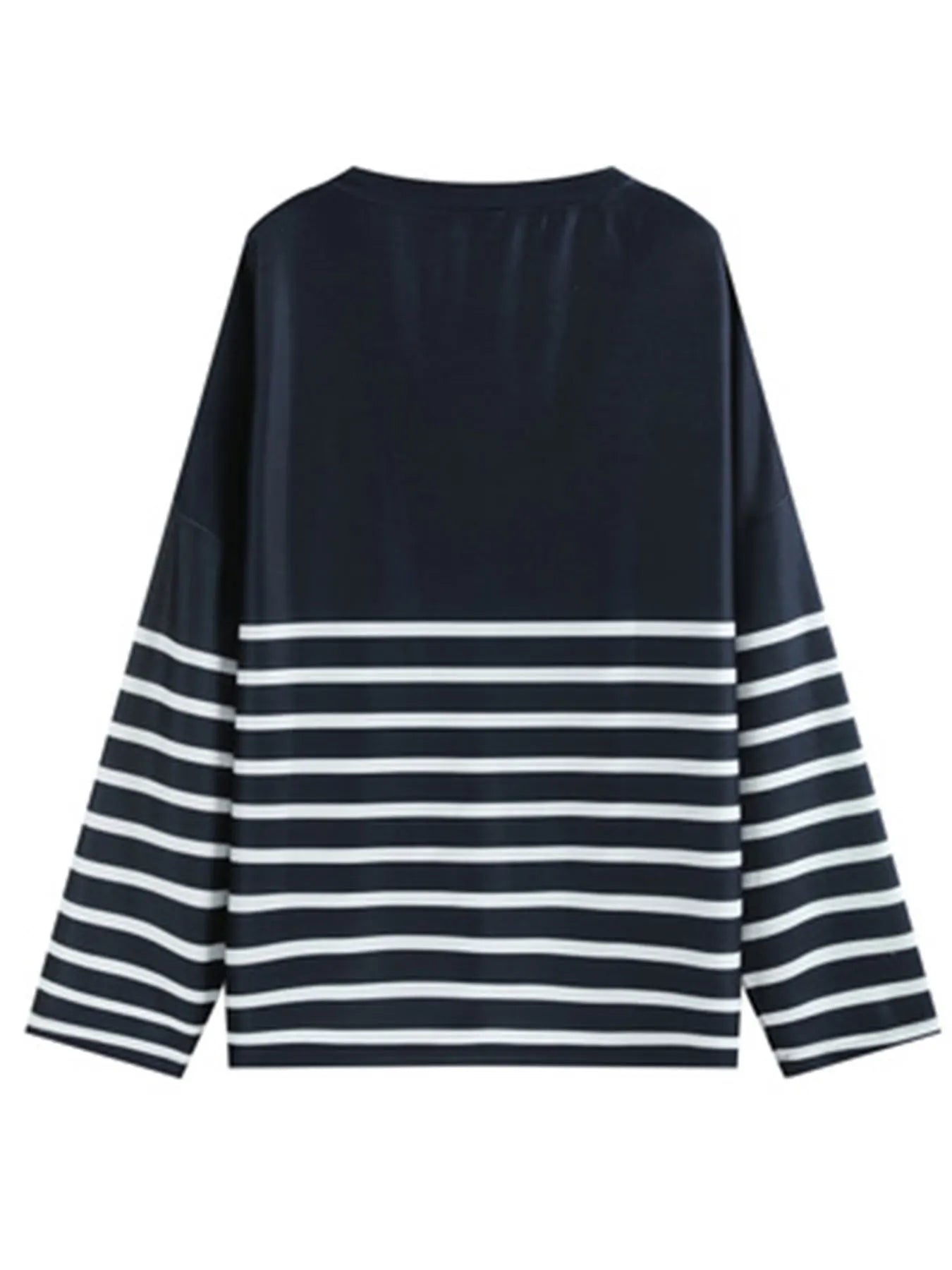 Plus Size Casual Top, Women's Plus Colorblock Stripe Print Long Sleeve V Neck Top