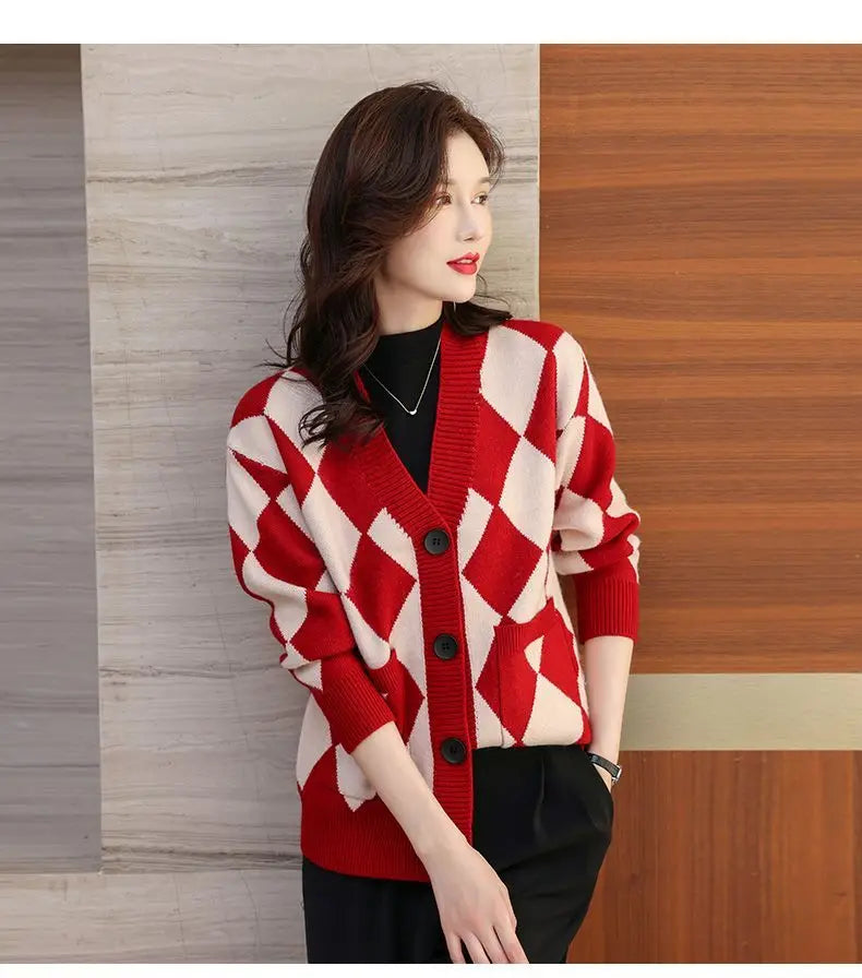 Spring Autumn New Long Sleeve Loose Vintage Cardigan