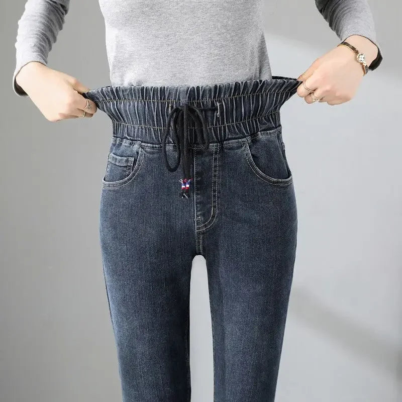 Hosen für Frauen Skinny High Taille Schuss Slim Fit Jeans