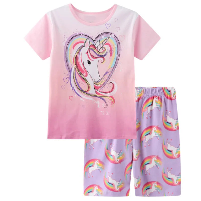 Hot Short sleeved Pajama and pajama suit Sofia Kitty Fan Unicorn kids