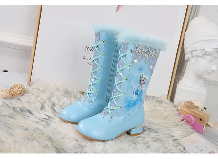 Disney Girls'  Kunstleder Elsa Stiefel gefüttert