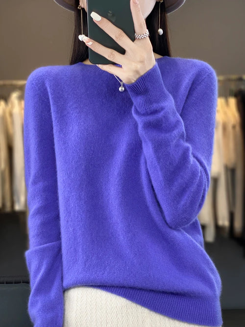 Women 100% Pure Merino Wool Knitted Sweater Autumn Winter Fashion