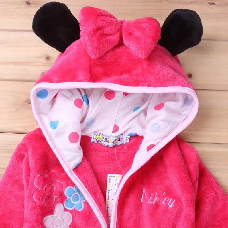 Disney Cartoons Mickey Mouse Kinder  Flannel Bademantel