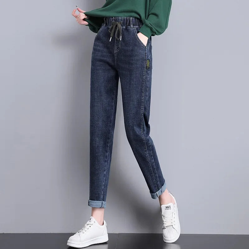 Elastische Taille Plus Größe Frauen Jeans Birne Form