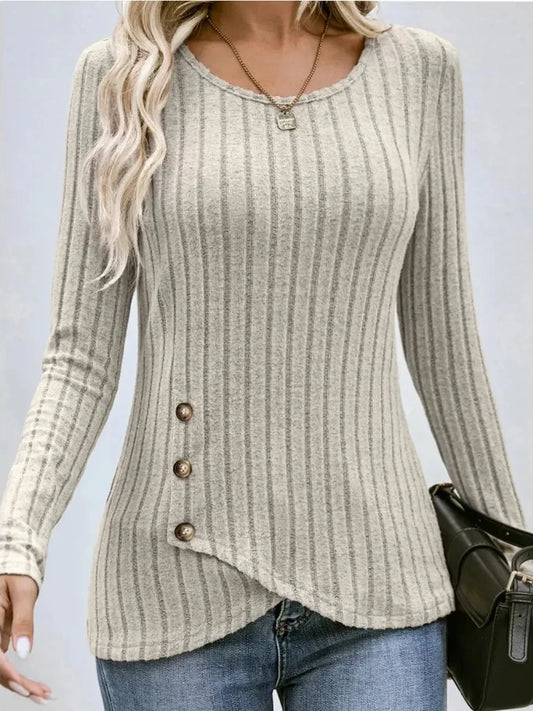 Autumn Winter Long-sleeved Round Neck Top Women's Fashion Casual