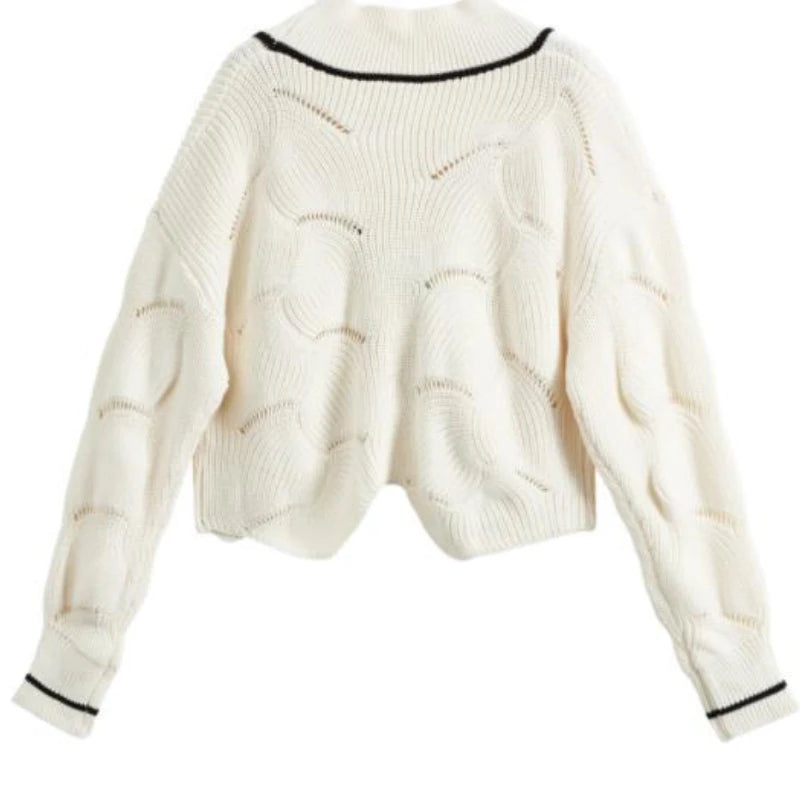 Cropped Cardigan Women White Designer Sweet Knitwear