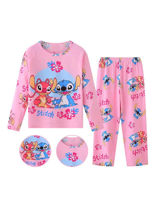 New Spring Children's Clothing Sets Stitch Angel Boy Sleepwear Long