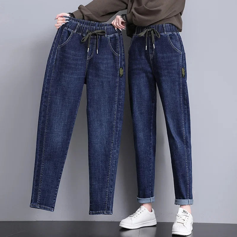 Elastische Taille Plus Größe Frauen Jeans Birne Form