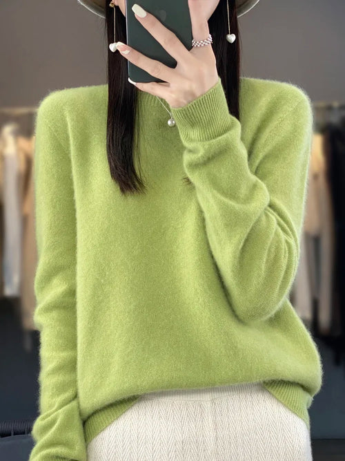 Women 100% Pure Merino Wool Knitted Sweater Autumn Winter Fashion