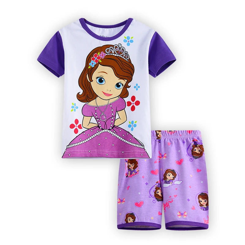 Hot Short sleeved Pajama and pajama suit Sofia Kitty Fan Unicorn kids