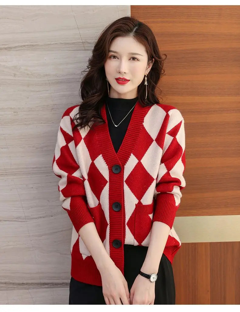 Spring Autumn New Long Sleeve Loose Vintage Cardigan