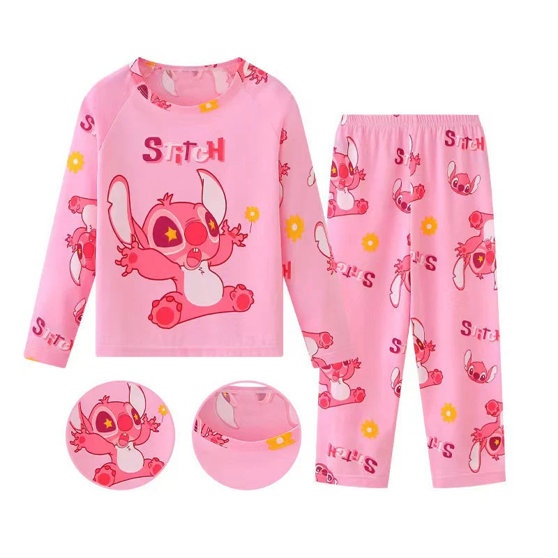 New Spring Children's Clothing Sets Stitch Angel Boy Sleepwear Long